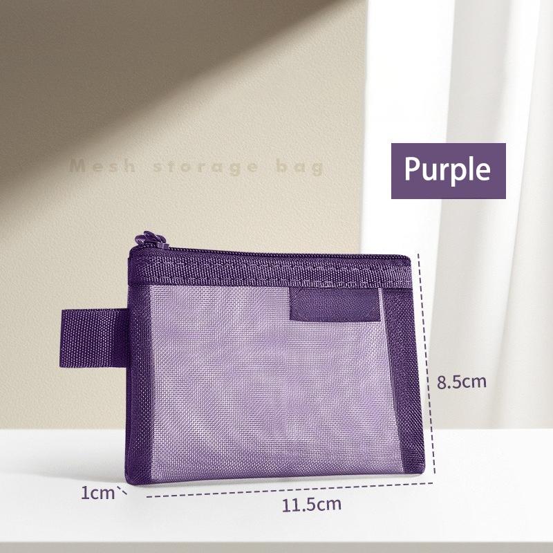 1PC Portable Mini Zipper Mesh Storage Bag New Coin Purse Small Square Mesh Coin Purse Travel Storage Carry Pouch with Zippered