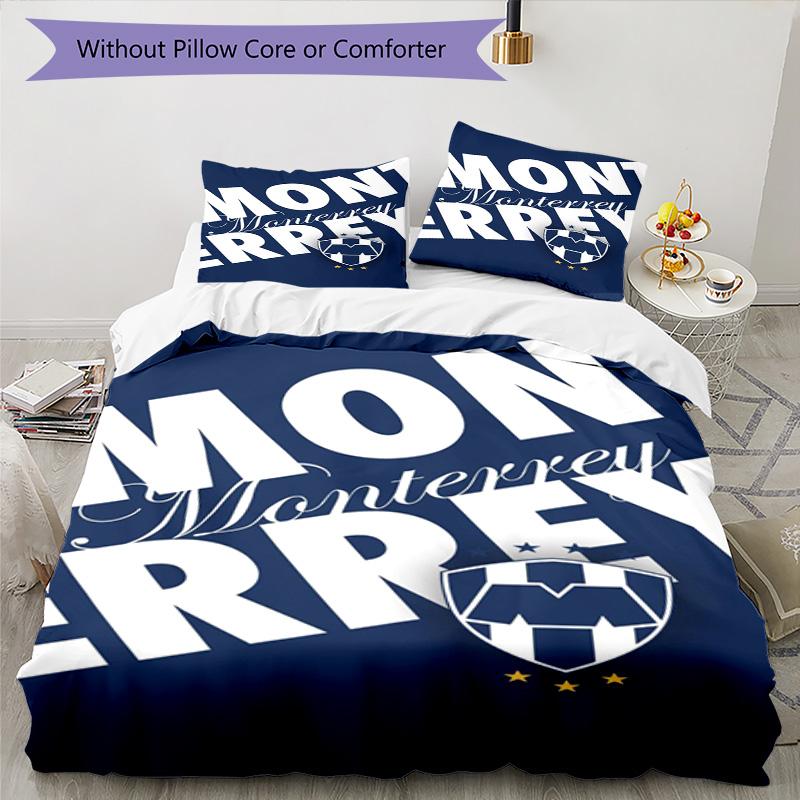 C.F.Monterrey Football Crest Art Printed Pattern Duvet Cover Set – includes 1 duvet cover and 2 matching pillowcases Bedroom decor Christmas gifts