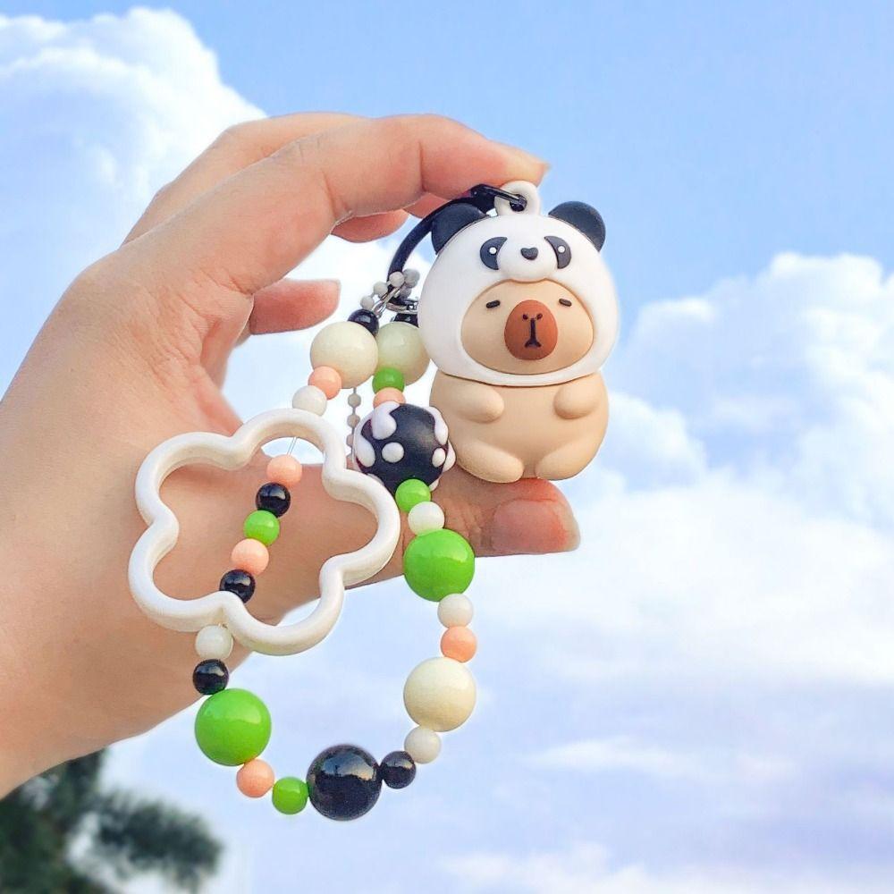 

Frog Capibara Bag Hanging Animal Red Panda Pendant Lovely Beaded Capybara Keychain Car Key Pendant