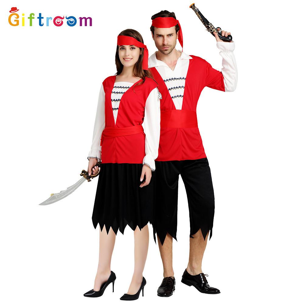 Couples Festive Pirate Costume Perfect For Halloween Parties Featuring Fabric Polyester