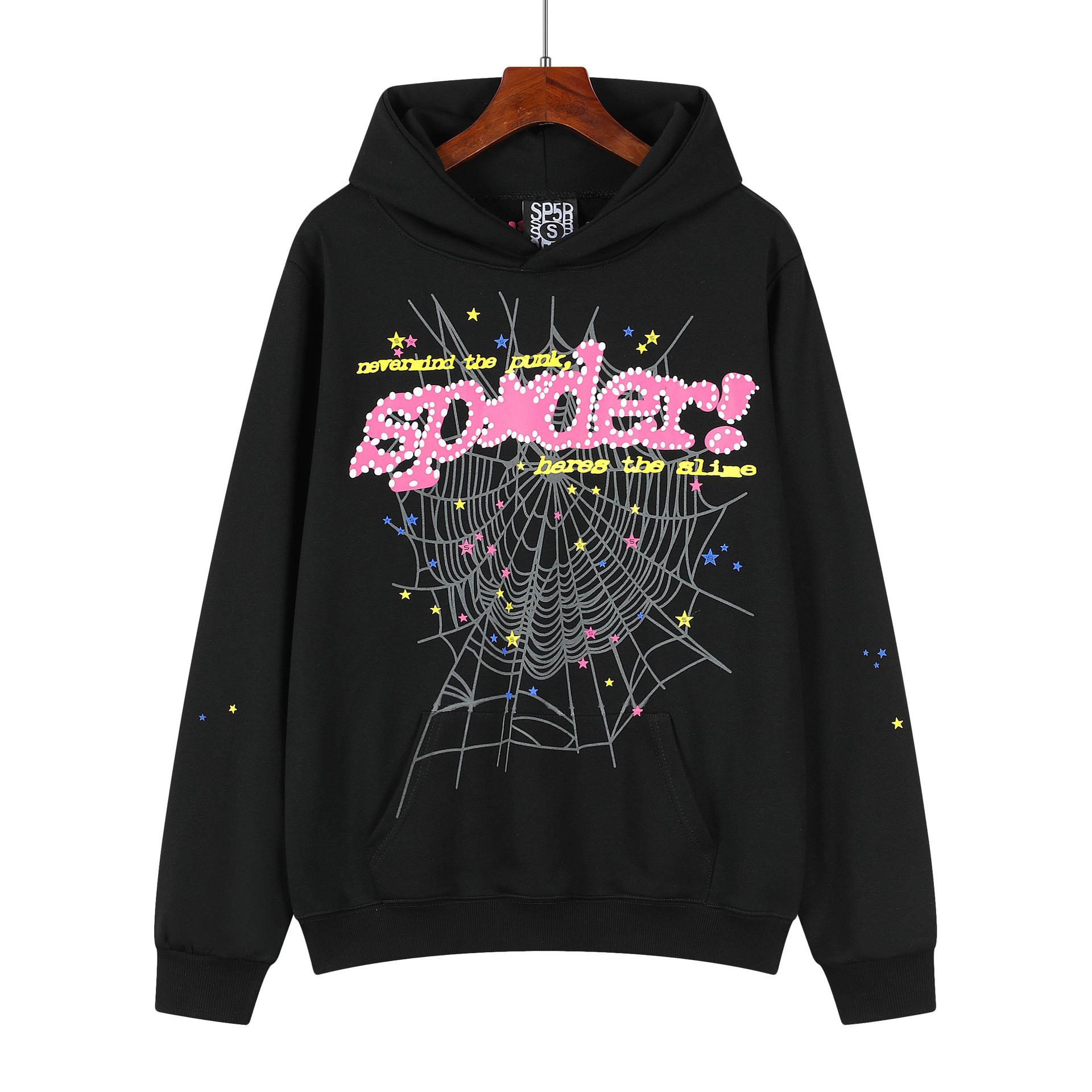 Grenzüberschreitende Explosion Europäische und trendige Marke Sp5der Kapuzenpullover mit Buchstabenaufdruck für Männer und Frauen, gleicher lockerer Freizeitpullover XL gray