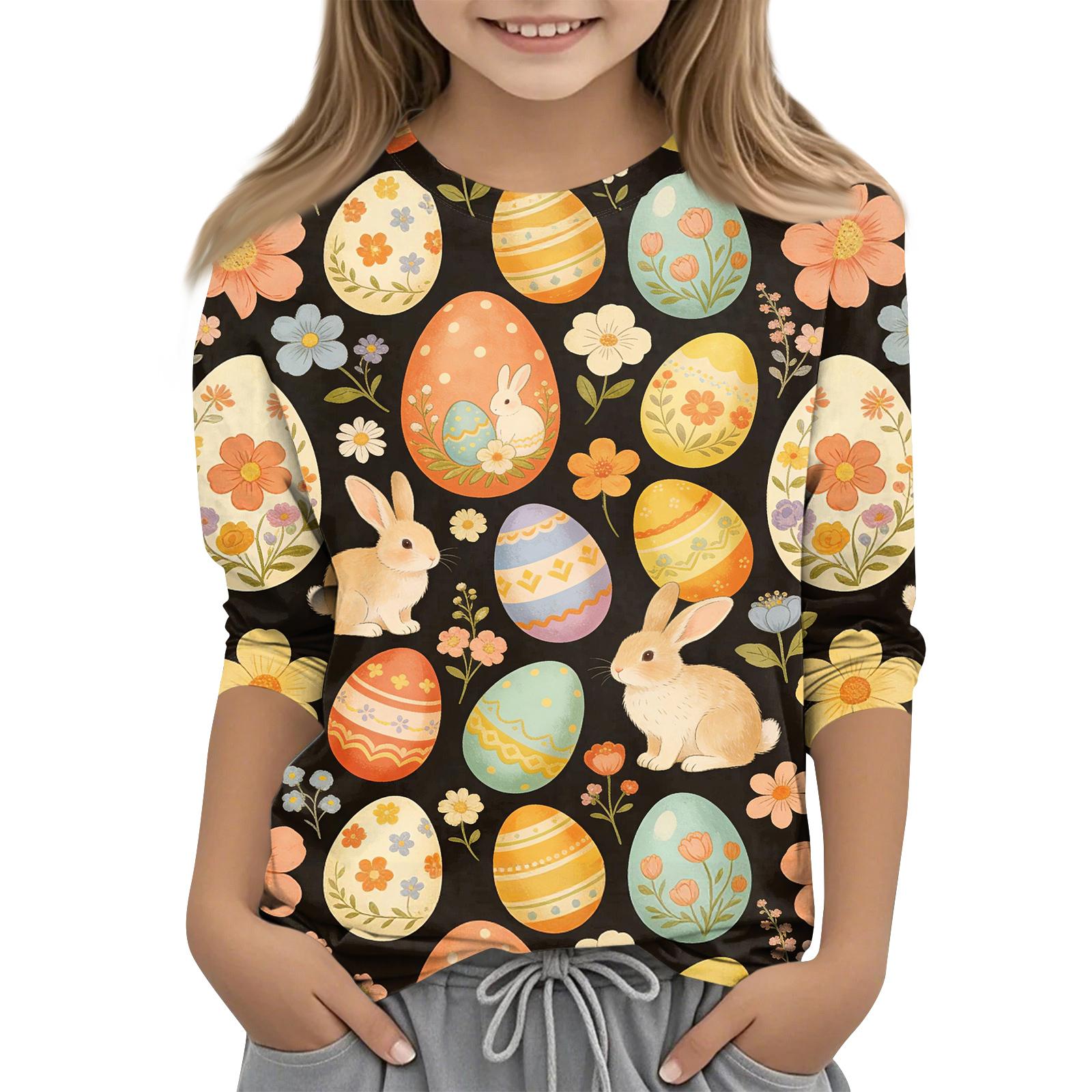 

Детский топ с принтом на Пасху, с рукавами три четверти, с круглым вырезом, повседневный 140 чёрный