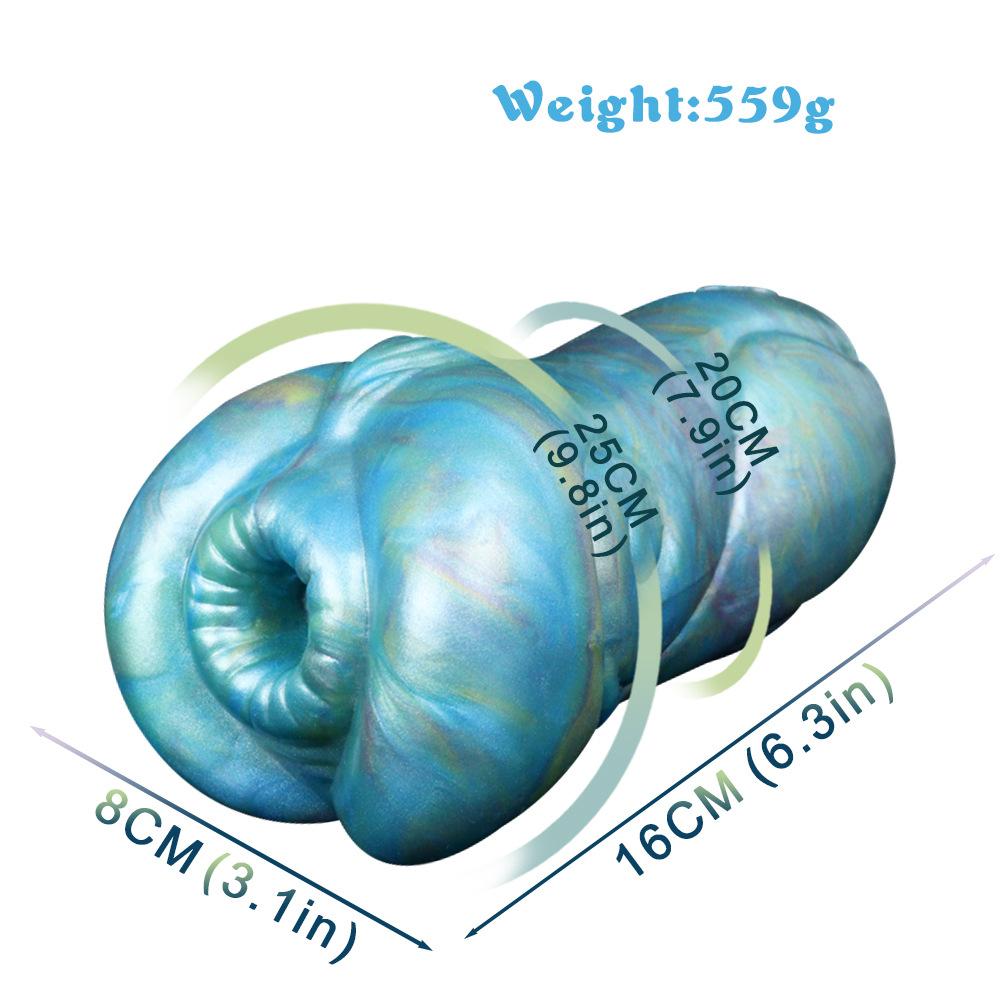 Masturbation Cup Bizarre Shapes Sex Toys For Men Simulated Animal Wolf Vagina 560g 16cm Blue Liquid Silicone Sex Dolls