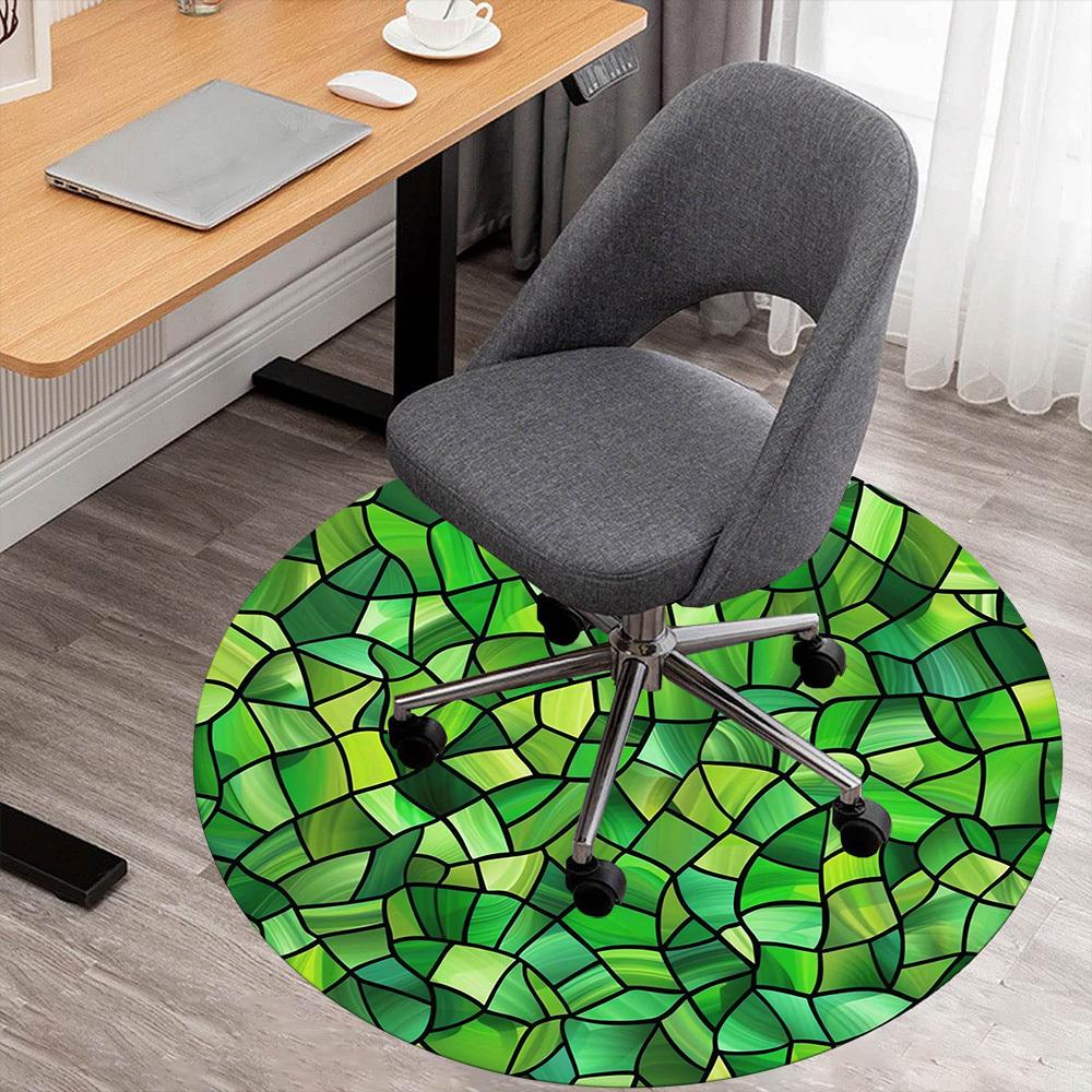

1pc stained glass green leaves Round Chair mat Area Rug - Non-Slip, Floor Mat for Office, Bedroom, and Indoor Decor c1118152 80cm by 80cm