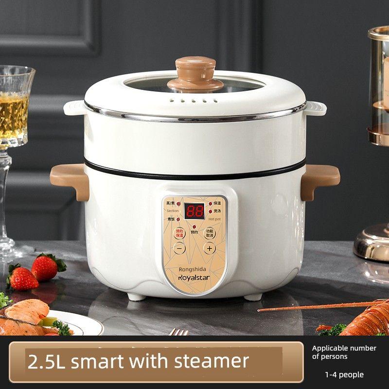 

Electric Caldron All-in-One Pot Multifunctional Electric Frying Pan Domestic Hot Pot Electric Heat Pan Steaming Boiling Frying Fried Electric Hot Pot 2.5L m apricot + Steamer (Smart)