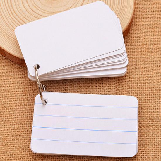DIY Portable Flashcards: Blank Cards with Ring for Handwritten Memorization