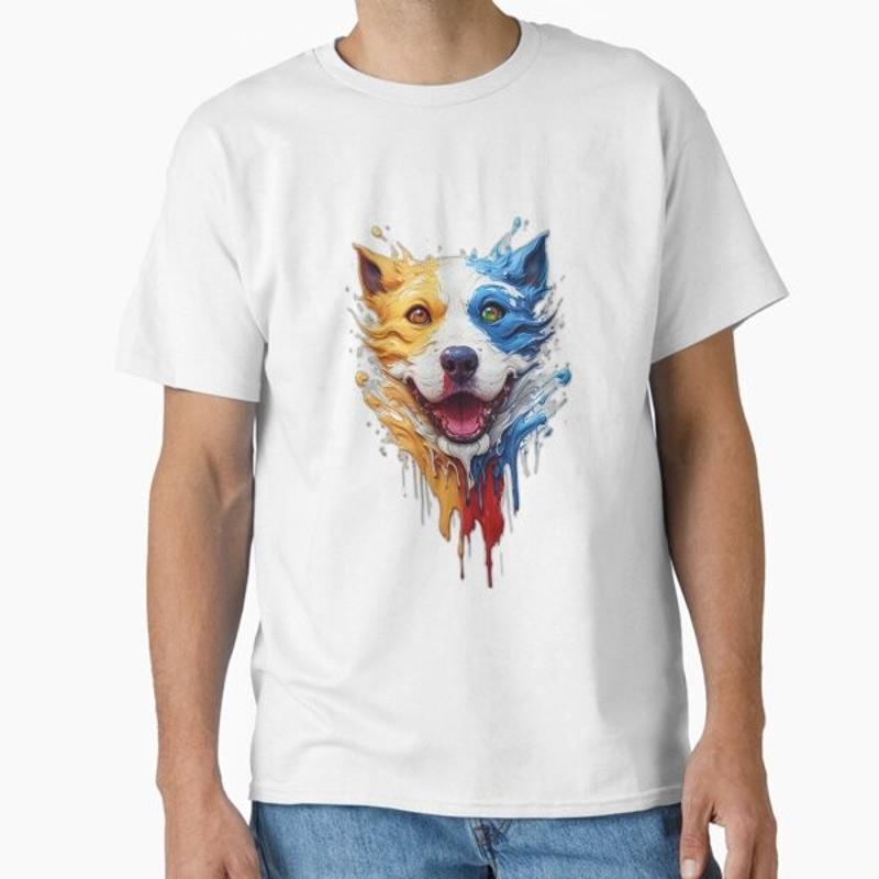 Splash Art Dog Classic T Shirt Made in US AUS Size S 2XL
