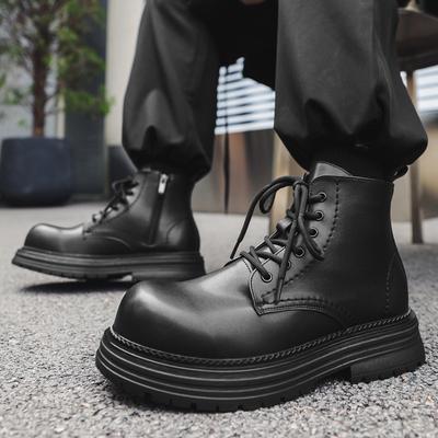 England Stil Herren Freizeit Plateau Stiefel schwarz stilvoll echtes Leder Schuhe Cowboy Herbst Winter Stiefel cool Knöchel botas hombre