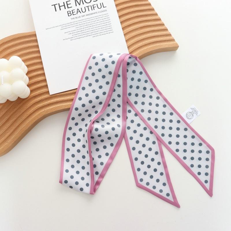 

2025 Новый Высококачественный Весенне-Летний Ретро Горошек Узкий Маленький Шелковый Шарф Женский Костюм Галстук Лента для Волос Шарф Повязка на Голову 110cmX5.5cm