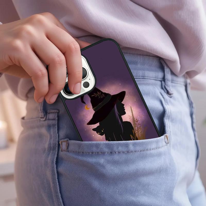 Witchcraft Halloween Cat Dark Witch Soft Phone Case For iPhone 17 Air 15 16e 14 13 Pro Max Coque 12 11 Pro Max PLUS Cover