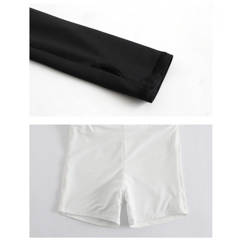 Womens UV Protection 3-Piece Swim Set With Long Sleeve Top Shorts Full-Length Pants Snorkeling Hot Bathing