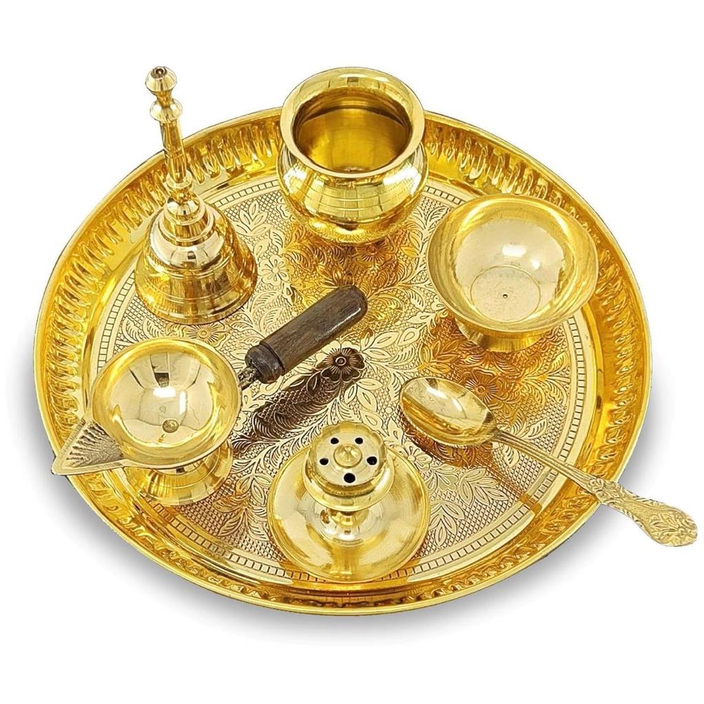 Brass Pooja Thali Set 20.32CM