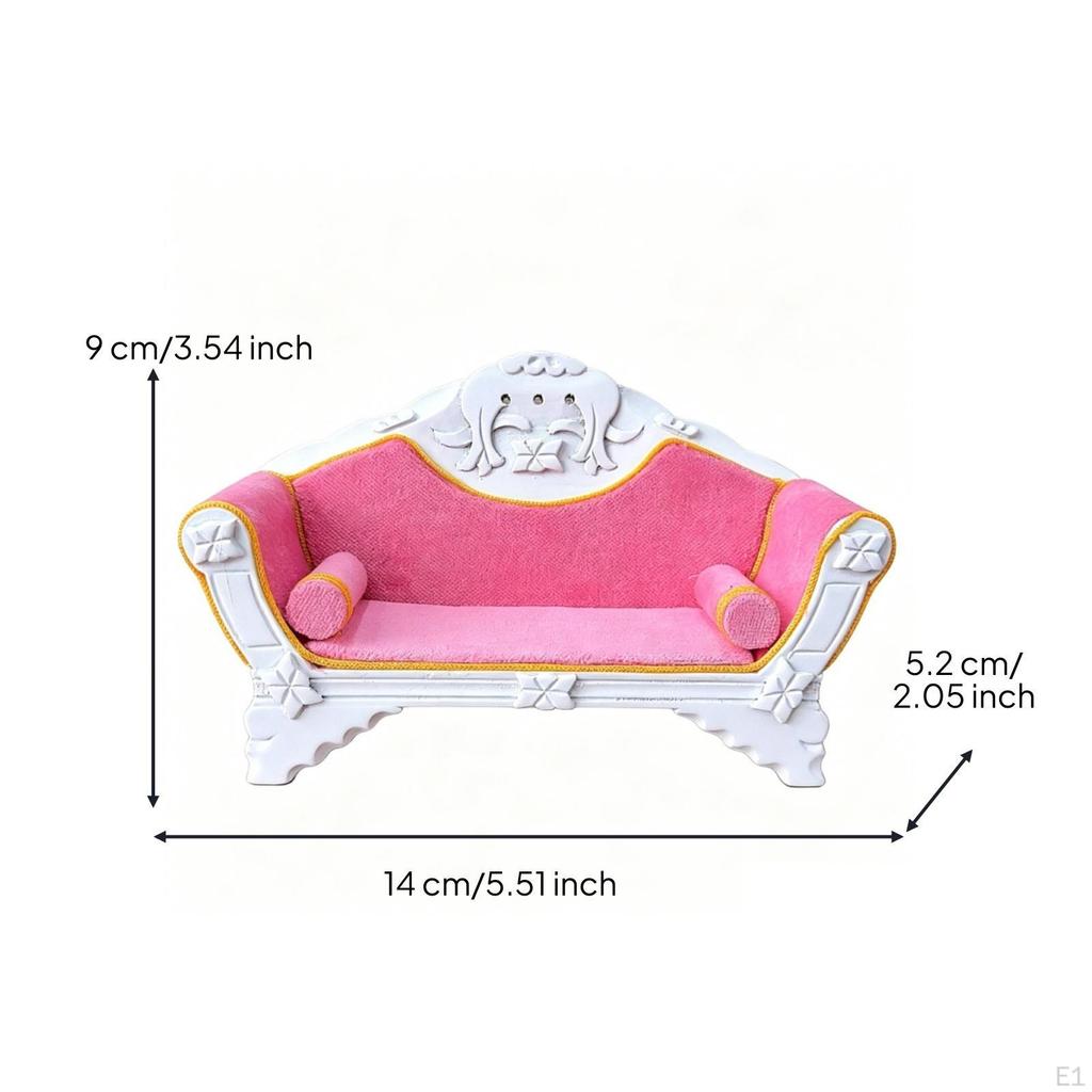 Rolled Armrests Soft Textile Ornate Dollhouse Sofa 1:12 Scale