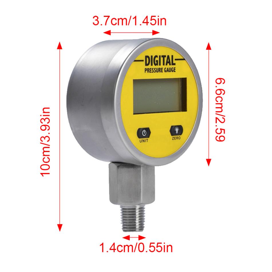 Digital Pressure Gauges Oil Hydraulic Pressure Gas Water Liquid Fuel Manometer 3V 250BAR/25Mpa 2 Points Thread Tester Meter