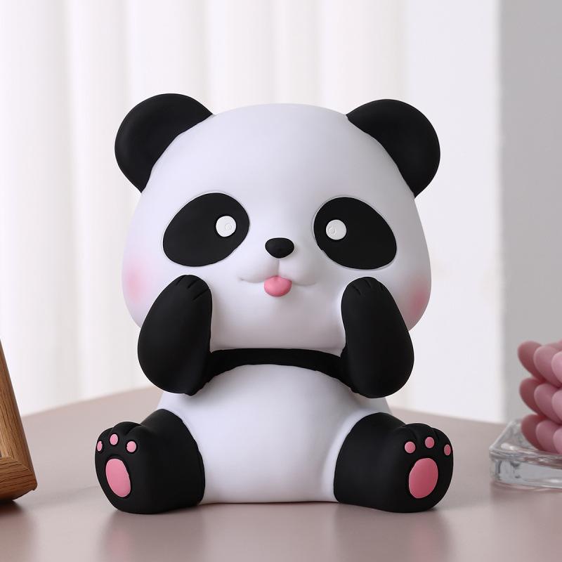 Piggy Bank Desktop Animal Statue Lovely Cartoon Panda Sculpture Anti-Fall Cartoon Saving Money Box for Children's Gift