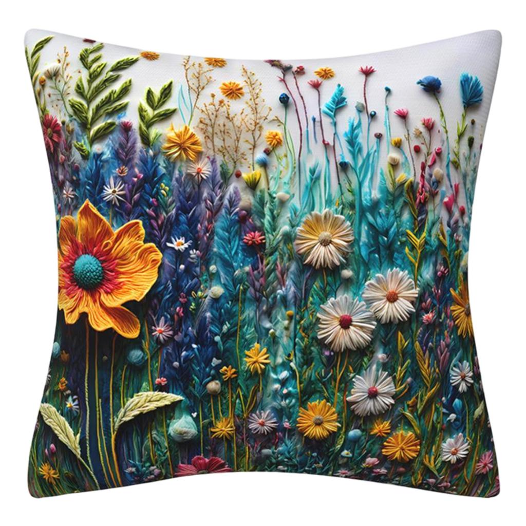 Imitation Embroidery 3D Flower Pillowcase For Spring And Summer, Fashionable And Sofa Cushion Cover