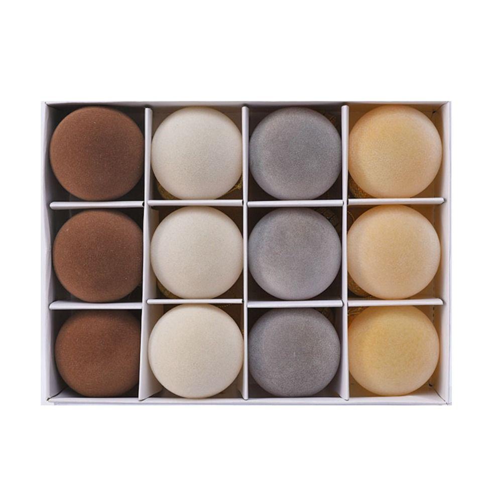 12pcs 6cm Flocked Christmas Balls Ornament Festival PET Christmas Ball Pendant Round Reusable Xmas Tree Hanging Decoration