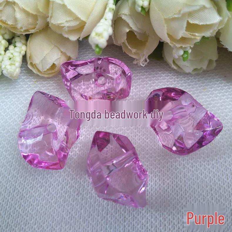 DIY Acrylic Irregular Beaded Earring Kit - Imitation Crystal Ice Cube Beads (19x28mm)