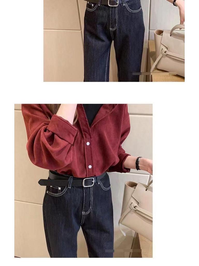 Chic Fake Two-Piece Loose Long-Sleeved Shirt for Fall/Winter