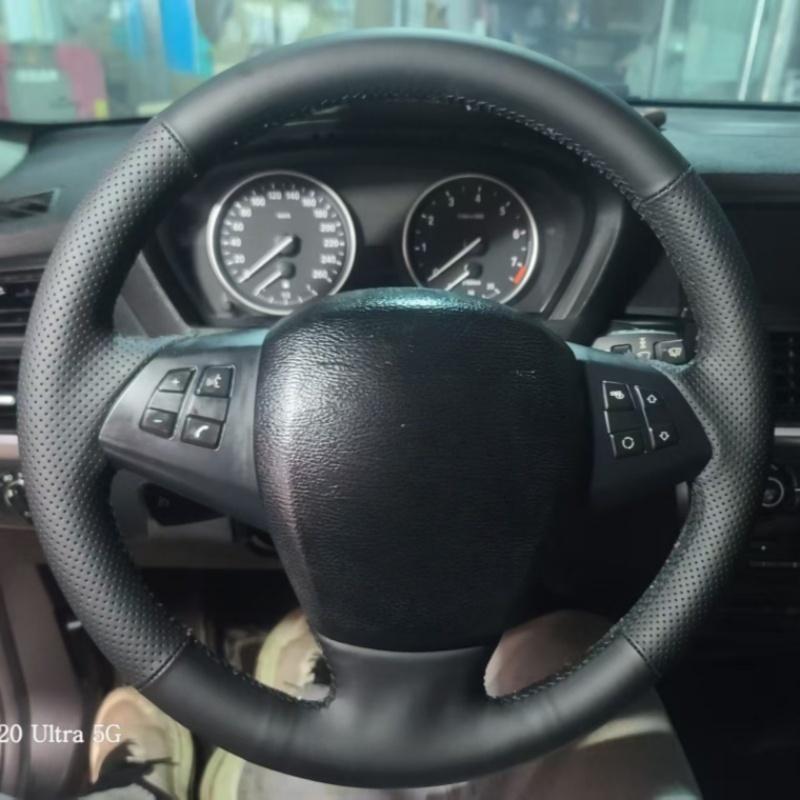 

Car Steering Wheel Cover Microfiber Leather For BMW X5 E70 2006 2007 2008 2009 2010-2013 Car Interior Car Styling Red Thread