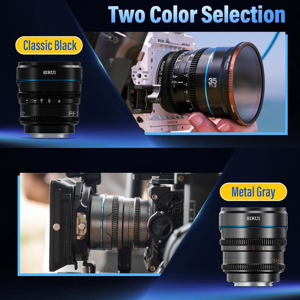 SIRUI Night Walker 35mm Cine Lens Large Diameter Manual Focus Lens L T1.2 (MS35L-B, Mount, Black)