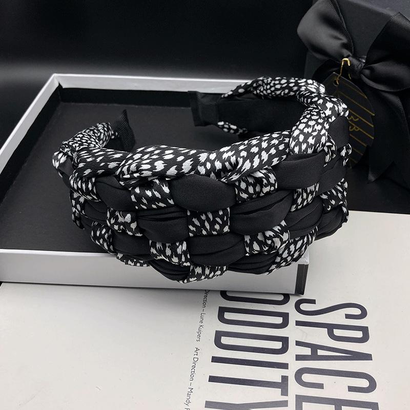 Temperament Fashion Color Block Woven Hair Clip & Headband Set - Women's Wide Edge Hair Tie & Face Wash Headwear