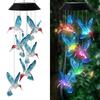 Solar Hummingbird Wind Chimes with Colorful LED Light Display for Home Party Yard Garden Christmas Decoration Ornament