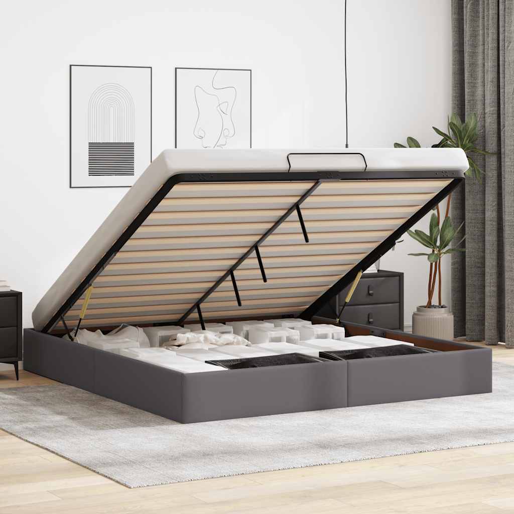 Ottoman Bed without Mattress Grey 200x200 cm Faux Leather