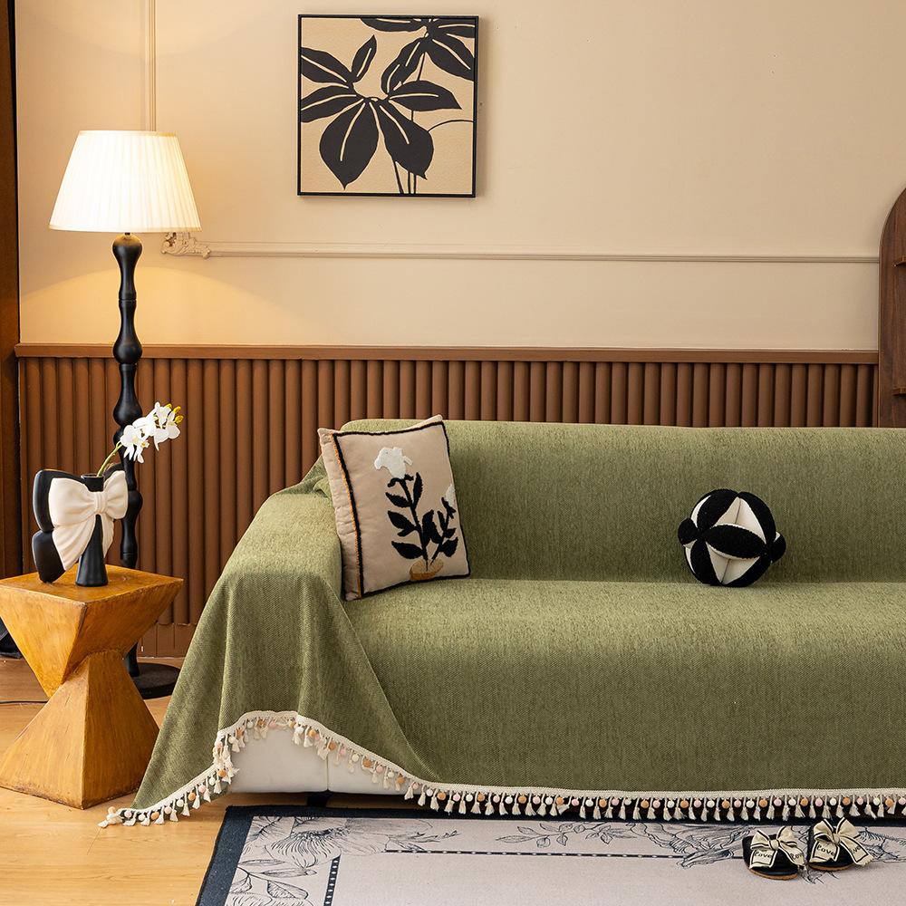 1pc Sofa Cover Chenille Faux Linen Craft, One-Piece Full-Cover Design, Pet-Friendly Furniture Protector for Living Room, Bedroom & Office