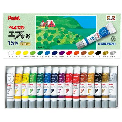 Watercolor Laminated 15 Colors Gold and Paints, Tubes, (including Silver) WFR-15