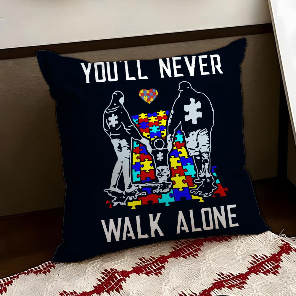 Autism Support Puzzle Cushion Cover Reversible Soft Durable Pillow Cover Home Car MultiScene Use for Daily Comfort