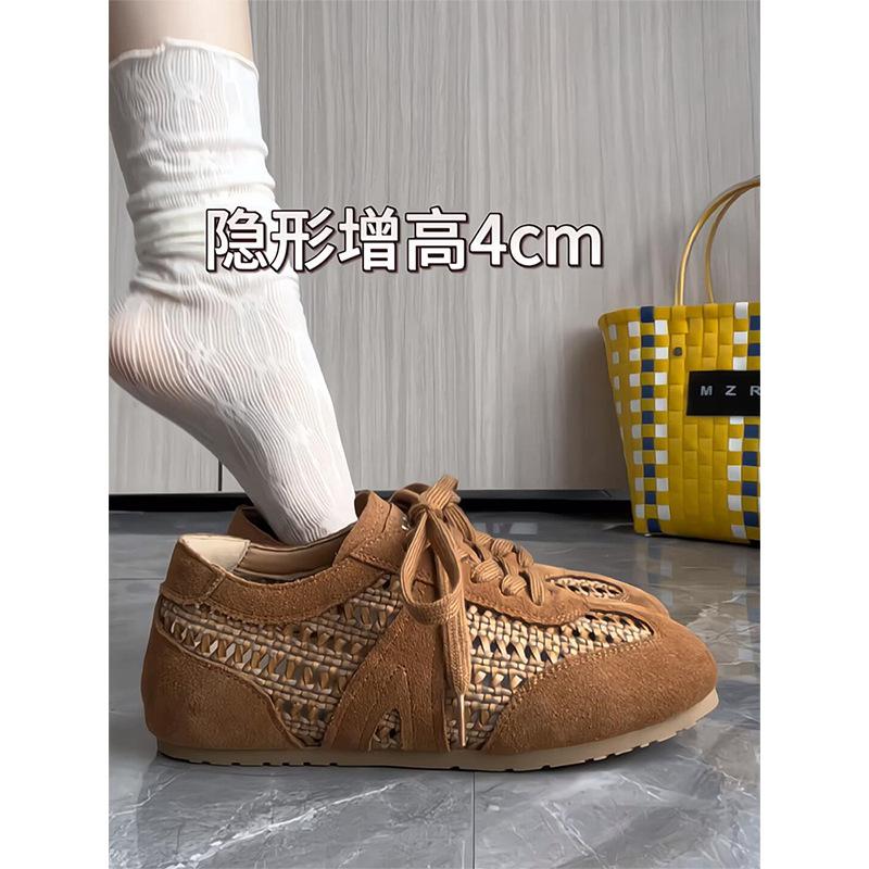 

Yueyu summer retro versatile woven hollow breathable mesh shoes 2025 new soft-soled versatile German training shoes women 40 коричневый