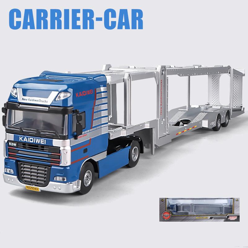 1/50 Alloy Double Deck Flatbed Trailer Model Diecast Metal Heavy Semi Trailer Transport Vehicle Truck Car Model Simulation Kids Gifts