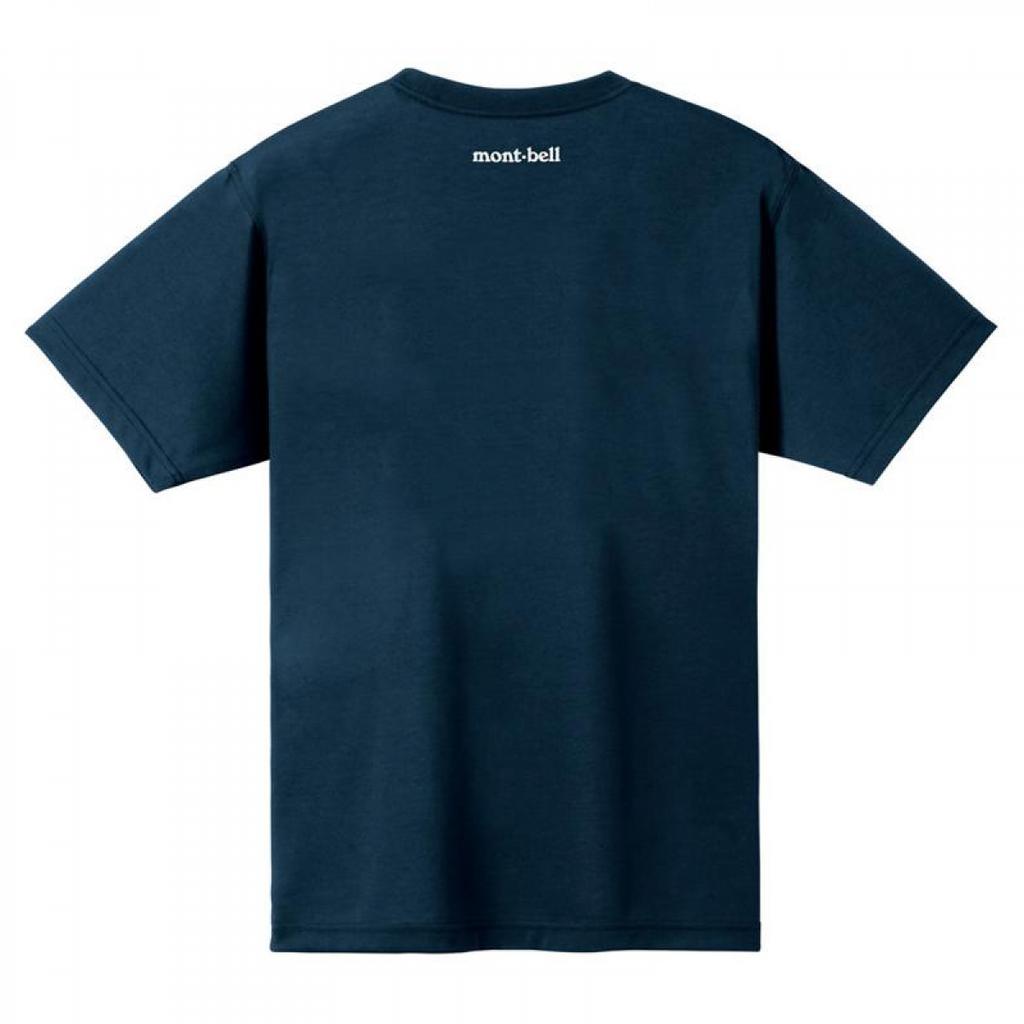 MONTBELL Japanese Crew Neck Monogram Print Pullover Drop Shoulder Quick Dry Short Sleeve T-Shirt Unisex Navy Blue