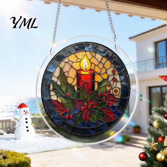 Translucent Puzzle Art Christmas Acrylic Suncatcher, Holiday Tree Snowman Stockings Red Bird Sun Catcher Pet Lover Gift Idea Kit for Adults,