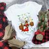 Women's Crew Neck Short Sleeve Graphic Print Christmas T-Shirts Loose Fit Casual Tees