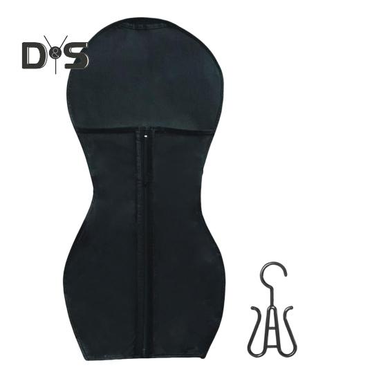 

Сумка для хранения париков из нетканого материала с вешалкой, держатель для аксессуаров для наращивания волос, портативный дорожный пылезащитный органайзер для париков на молнии чёрный