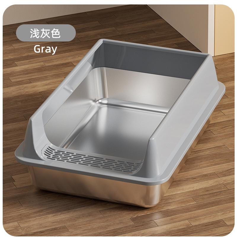 Stainless Steel Cat Litter Box Enclosed Side-Entry Scratchproof For Small/Medium Cats, Perfect For Home Apt And Cat Lovers Gift