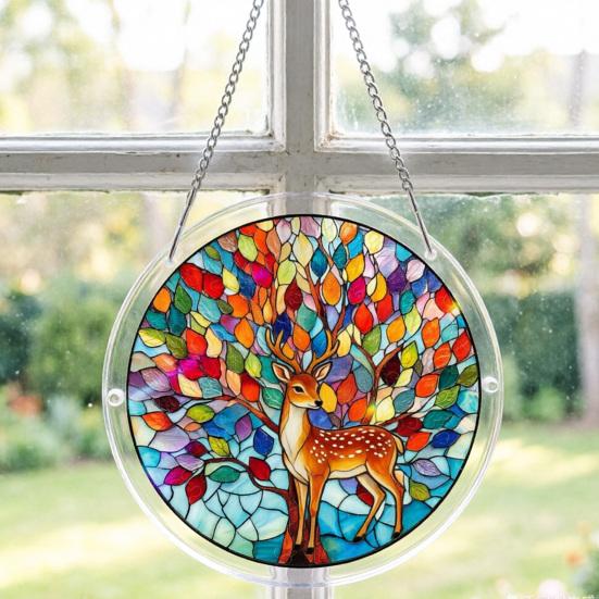 Acrylic Jigsaw Puzzle Suncatcher Window Hanging Kit, Stained Glass Style DIY Puzzles Home Garden Decor, Birthday Gifts for Women, Wife, Aunt, Mom