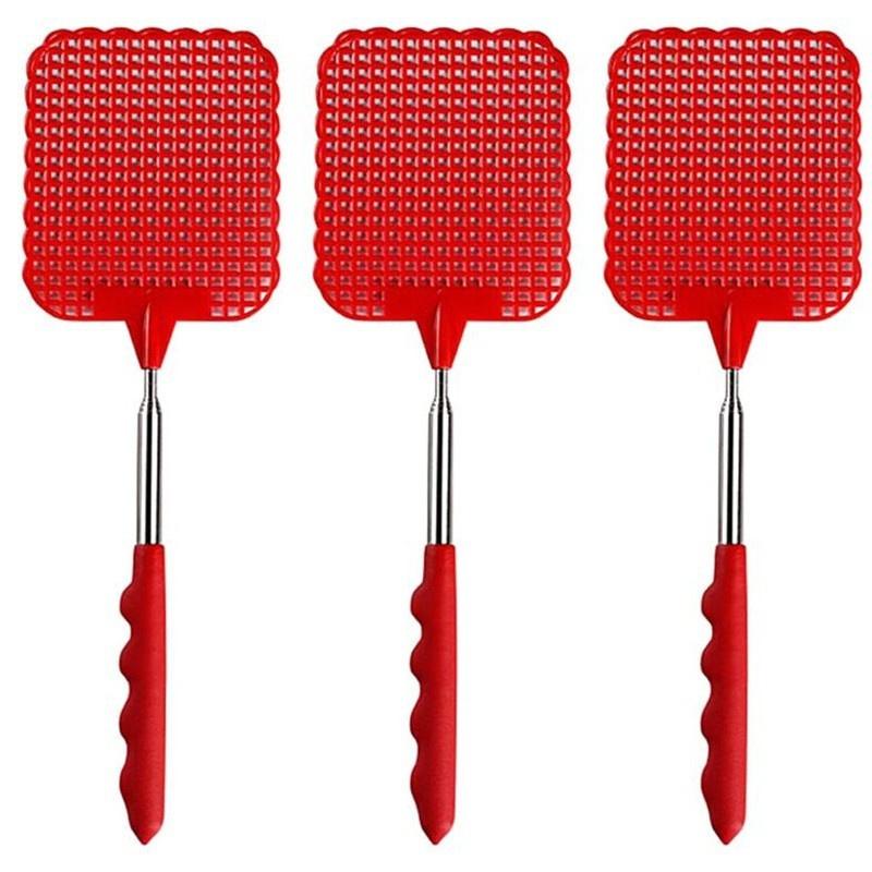 1 Pc Stainless Steel  Telescopic Extendable Plastic Fly Swatter Prevent Pest Mosquito Tools  Random Color