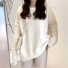 Thickened soft waxy gentle sweater women's autumn and winter top loose retro lazy twist bottomed knitted sweater jacket