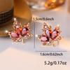 Wish pomegranate red water drop diamond maple leaf stud earrings simple niche versatile earrings