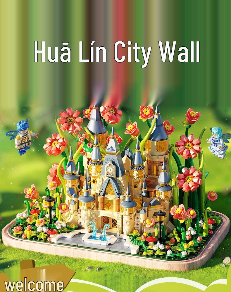 Fermi S2238 Huaylin Castle Preserved Flower Model - Handmade Building Blocks for Kids - Valentine's Day Gift
