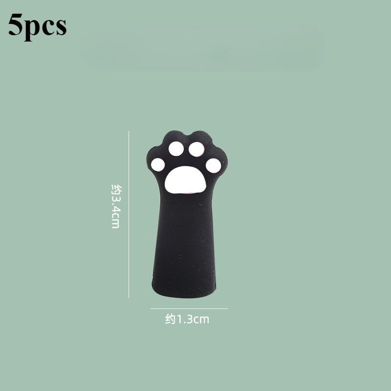 

5 шт. мультяшный чехол для карандаша, супер милый колпачок для карандаша в виде кошачьей лапки, мягкий силиконовый протектор для карандаша 5pcs чёрный