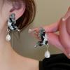 Retro Butterfly Crystal & Pearl Earrings for Women