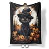 Halloween black cat pattern Printed Blanket for Bed Travel Camping Living Room Office Conditioning Blanket for All Seasons Gifts