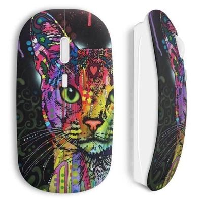 Souris Sans Fil - Chat Colorize - Noir - USB - Compatible Mac Et PC - WiFi