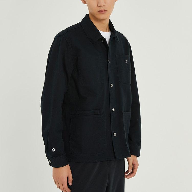 Men's Converse SS22 Cargo Casual Long Sleeves Autumn Black Shirt 10024172-A02