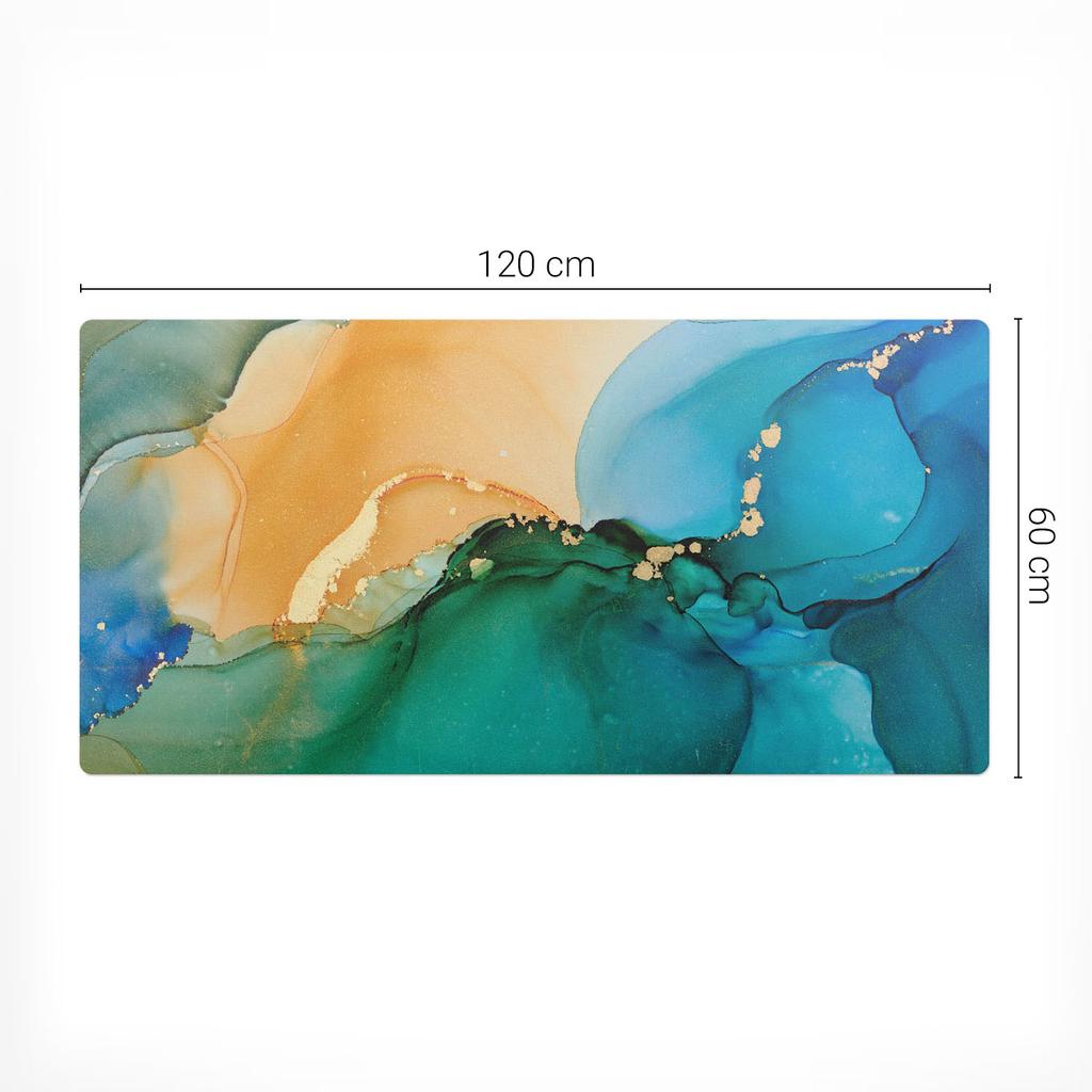 Vinyl Desk Mat with Stylish Abstract Waves Print 120X60 Cm