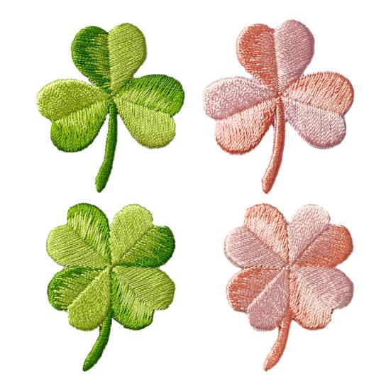 Embroidered Patch Four Leaf Clovers Iron-on Patch Self Adhesive Clovers Embroidered Appliques DIY